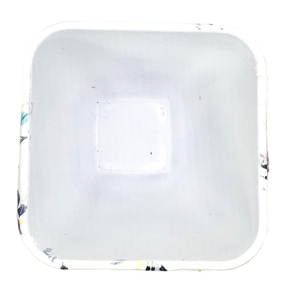 Libbey Glass Handmade Flower Votive Bowl Decoupaged Heavy Glass Curved Square - Picture 15 of 16